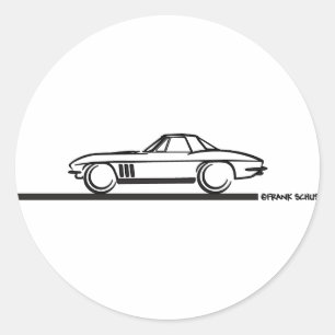 Sticker Rond Corvette Stingray Hardtop 1965 NOIR