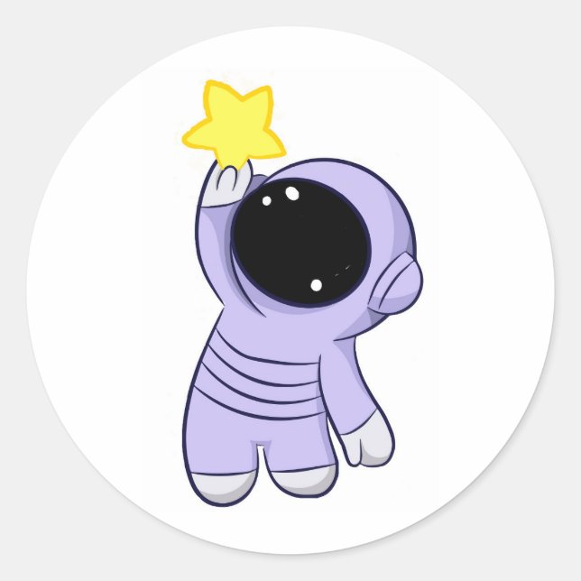 Sticker Rond Cosmonaute avec étoile (Devant)