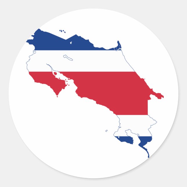 Sticker Rond Costa Rica Carte Drapeau CR (Devant)