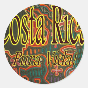 Sticker Rond Costa Rica Folk Art Pura Vida