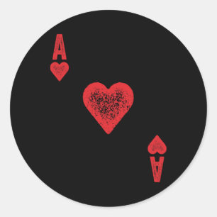 Sticker Rond Costume Carte Ace Of Hearts