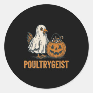 Sticker Rond Costume Citrouille Poultrygeist Chicken Ghost Hall