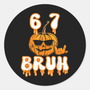 Sticker Rond Costume de brainrot de 67 memes d'Halloween pour e