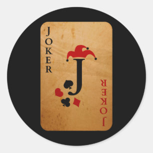 Sticker Rond Costume de carte Joker Halloween Deck de cartes