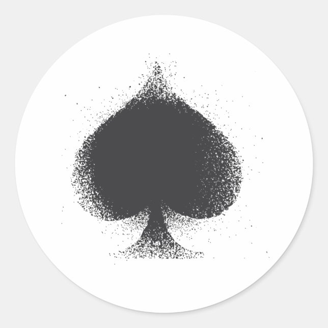 Sticker Rond Costume de carte Spades - grunge (Devant)