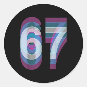 Sticker Rond Costume de Couple 67 Six Sept Mème Drôle