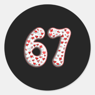 Sticker Rond Costume de couple duo 67 Mème Six Sept Saint-Valen