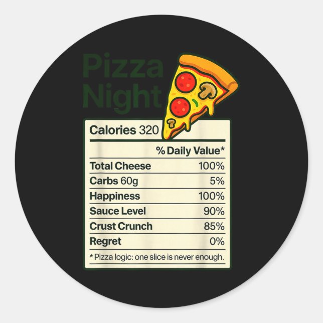 Sticker Rond Costume de faits nutritionnels drôles de nuit pour (Devant)