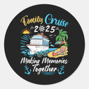 Sticker Rond Costume de fête de croisière en famille Tee