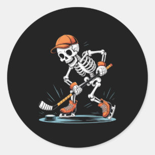 Sticker Rond Costume de Halloween de hockey sur glace squelette