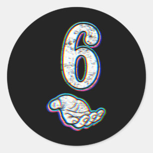 Sticker Rond Costume de Halloween Numéro 6 correspondant au mèm