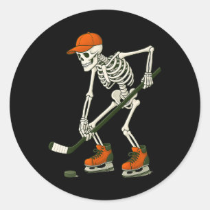 Sticker Rond Costume de hockey sur glace squelette d'Halloween 
