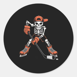 Sticker Rond Costume de hockey sur glace squelette Halloween Ho