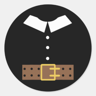 Sticker Rond Costume de pèlerin Halloween drôle Thanksgiving Bo
