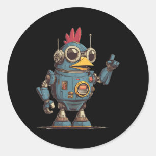 Sticker Rond Costume de poulet Ai Robot drôle pour les amateurs