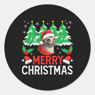Sticker Rond Costume de pyjama de Noël Ikal Seal pour les fêtes