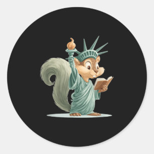 Sticker Rond Costume D'Écureuil Patriotique Cute Pour La Libert