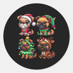 Sticker Rond Costume d'elfe Père Noël Griffon de Bruxelles