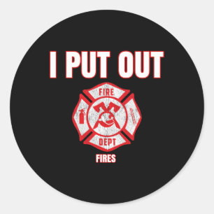 Sticker Rond Costume d'Halloween Amusant Pompier J'Ai Sorti Fir