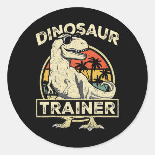 Sticker Rond Costume d'Halloween de dresseur de dinosaures Rétr