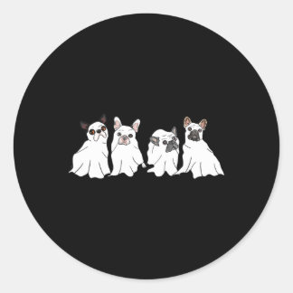 Sticker Rond Costume d'Halloween Fantôme français de Bulldog