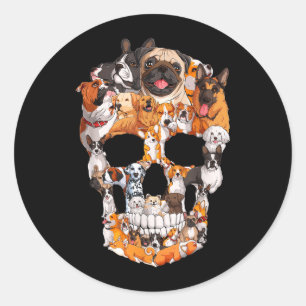 Sticker Rond Costume d'Halloween pour hommes amateur de crâne d