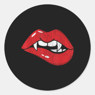 Sticker Rond Costume d'Halloween Retro Vampire Rouge Lèvres Th