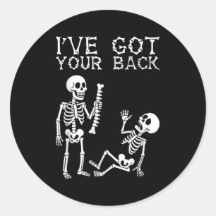 Sticker Rond Costume d'Halloween Squelettes J'ai Votre Dos Homm