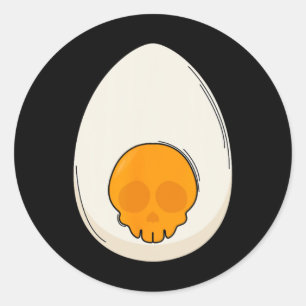 Sticker Rond Costume d'oeuf défiguré Cornes diaboliques Oeuf d'