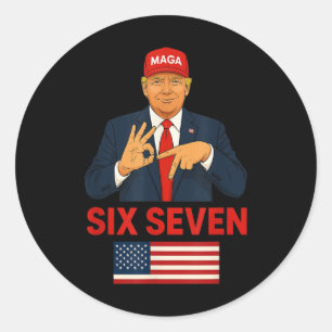 Sticker Rond Costume drôle d'élection Trump 67 Mème Six Sept
