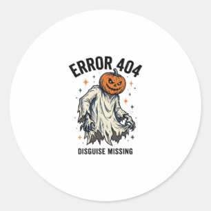Sticker Rond Costume Halloween 404 Citrouille Fantôme Erreur De