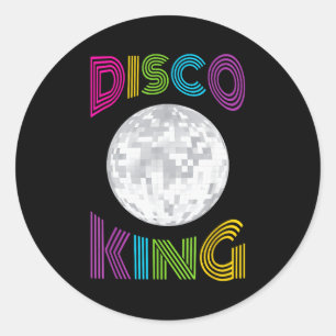 Sticker Rond Costume Hommes Garçons Disco King 70s Soixante-dix