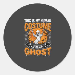Sticker Rond Costume Humain Halloween Graphique Fantôme Squelet