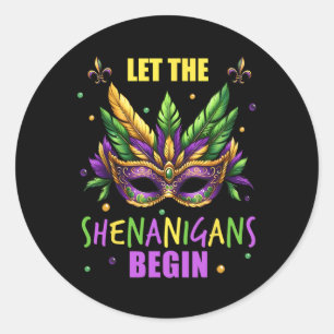 Sticker Rond Costume Mardi Gras Laissez Les Shenanigans Commenc