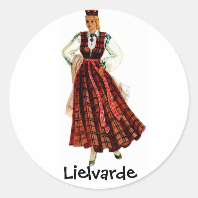 Sticker Rond Costume régional letton pour Lielvarde (Devant)