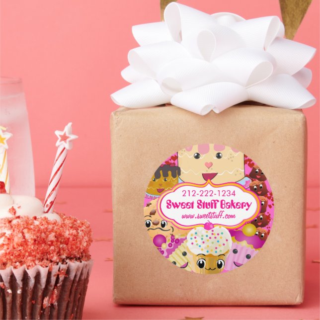 Sticker Rond Costume sucré Candy Cake Cookies et Cupcake Sticke (Fête)