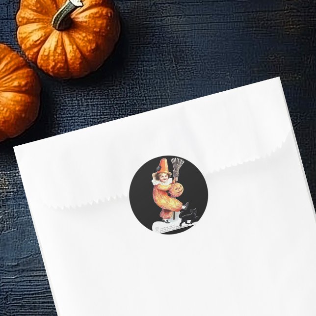 Sticker Rond Costume vintage d'Halloween (Vintage Halloween Sparkling Costume Party Classic Round Sticker)