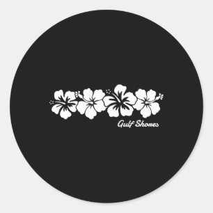 Sticker Rond Côte du Golfe Alabyma Hibiscus Fleurs Garçons Fill