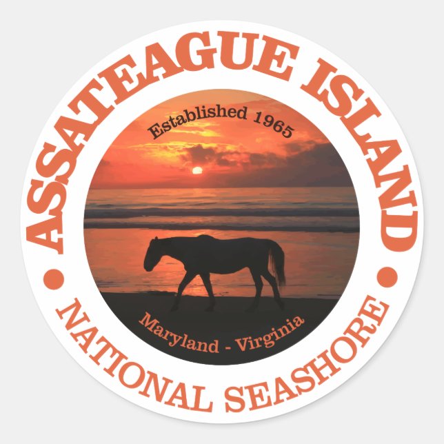 Sticker Rond Côte nationale de l'île Assateague (Devant)