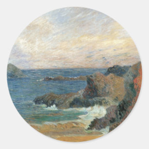 Sticker Rond Côte rocheuse par Paul Gauguin, Impressionnisme Vi