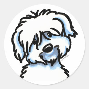 Sticker Rond Coton blanc de Tuléar face