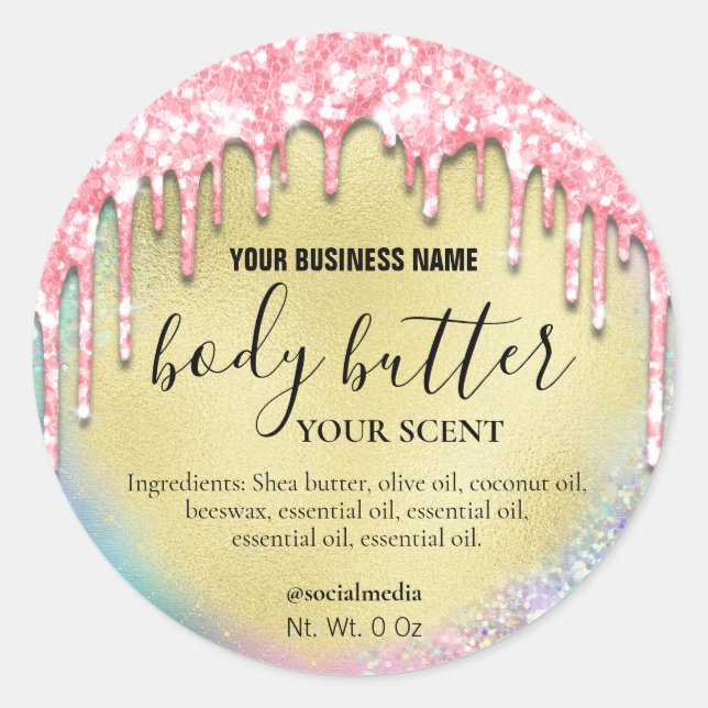 Sticker Rond Coton Bonbon rose Parties scintillant de séchage B (Devant)