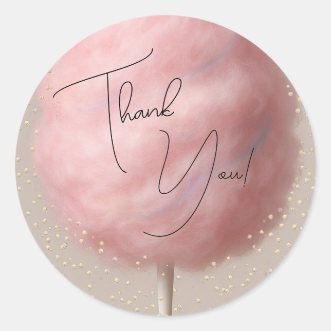 Sticker Rond Coton rose Bonbon or Confetti fête d'anniversaire (Devant)