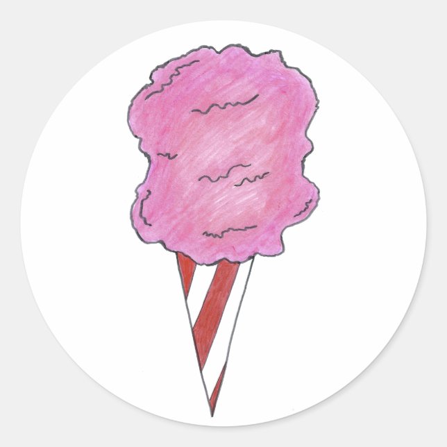 Sticker Rond Coton rose Carnaval Bonbon Floss Spun Sugar (Devant)