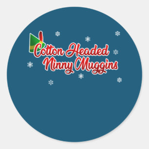 Sticker Rond Coton Tête Ninny Muggins Drôle Elf Noël