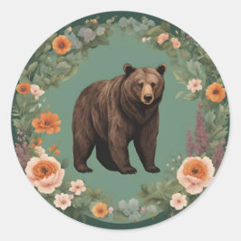 Sticker Rond Cottagecore Bear