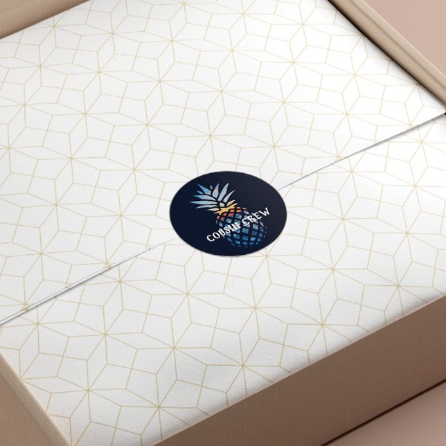 Sticker Rond Couché de soleil tropical personnalisé sur une ana (Créateur téléchargé)