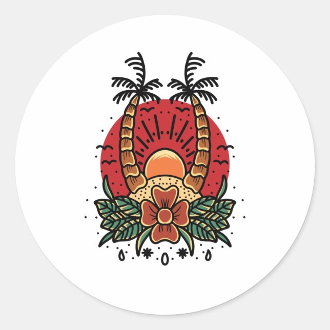 Sticker Rond coucher de soleil (Devant)