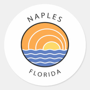 Sticker Rond Coucher de soleil coloré Naples Floride Océan Palm
