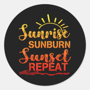 Sticker Rond Coucher de soleil Coucher de soleil Répéter Rétro